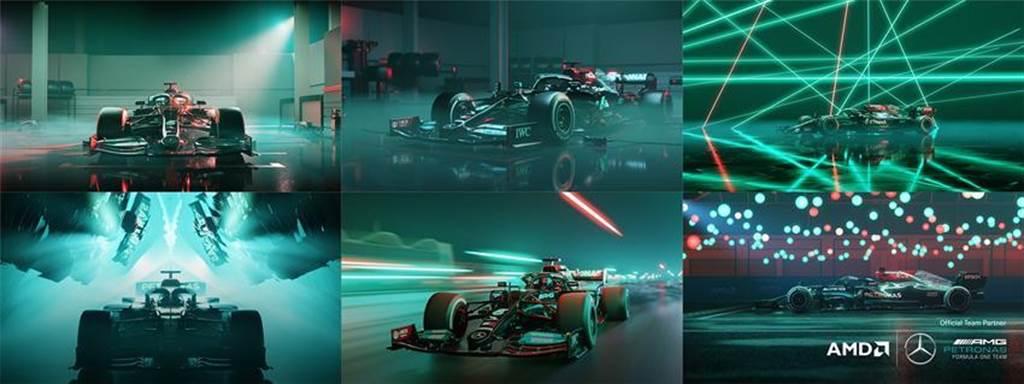 （AMD Radeon PRO繪圖卡與Blender 3.0為Mercedes-AMG F1 W12賽車創造令人驚豔的動畫效果圖。圖／業者提供）