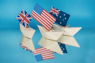 美國、英國、澳洲組成的「三方安全夥伴關係」（AUKUS）。（達志影像／shutterstock提供）