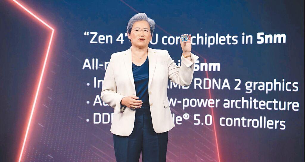 超微董事長暨執行長蘇姿丰展示全新AMD Ryzen 7000系列桌上型處理器。圖／業者提供