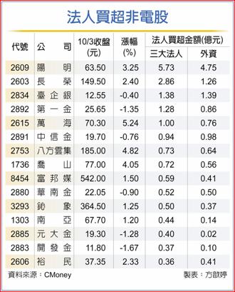法人買超非電股
