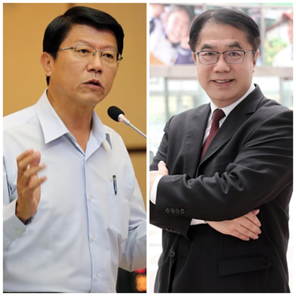 台南市長選戰最新民調出爐，民進黨籍市長黃偉哲（右圖）為50.1%，謝龍介（左圖）29.3%。（合成圖/資料照片）