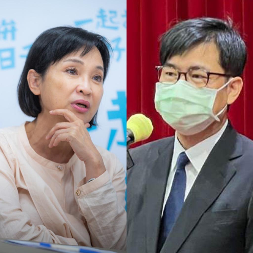 圖為高雄市長陳其邁(右)和國民黨參選人柯志恩(左)。(合成圖/中時資料趙)