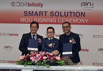 中華電轉投資中華英飛能航太科技集團與印尼國家電信集團子公司PINS Indonesia簽署MOU。(王逸芯攝)