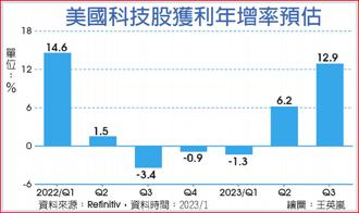 美國科技股獲利年增率預估