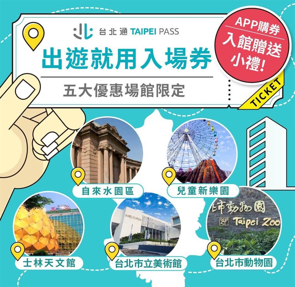 民眾即起透過台北通購買5大場館票券，掃票入場後可兌換一份小禮物。（北市資訊局提供）