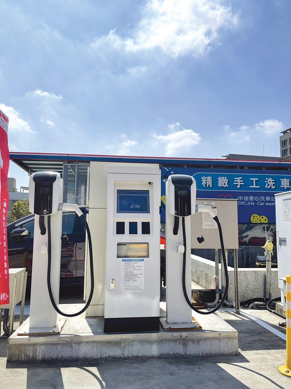 中油加油站電動機車充電營運系統6月上線，試營運期間免費充電兩周。圖／中油提供