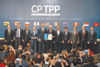 CPTPP申請至今無明顯進展，專家建議台灣可試著先行洽簽台日自由貿易協定。圖為CPTPP的11國代表在智利舉行協定簽字儀式。（新華社）