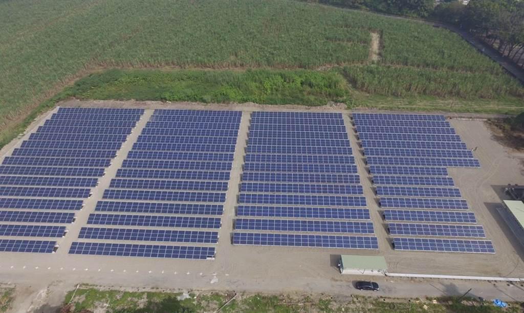 達德能源在屏東的太陽能光電廠(圖非為達德案場)，在尚未取得施工許可即提前鋪設面板，今遭經濟部能源局開罰150萬元。(圖／台糖提供)
