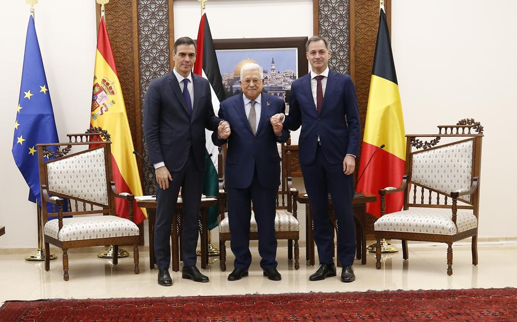 西班牙曾表示，將敦促歐洲聯盟採取更符合巴勒斯坦人願望的政策。西班牙總理桑傑士（Pedro Sanchez）今天訪問以色列時也貫徹了這個想法。（圖/美聯社）
