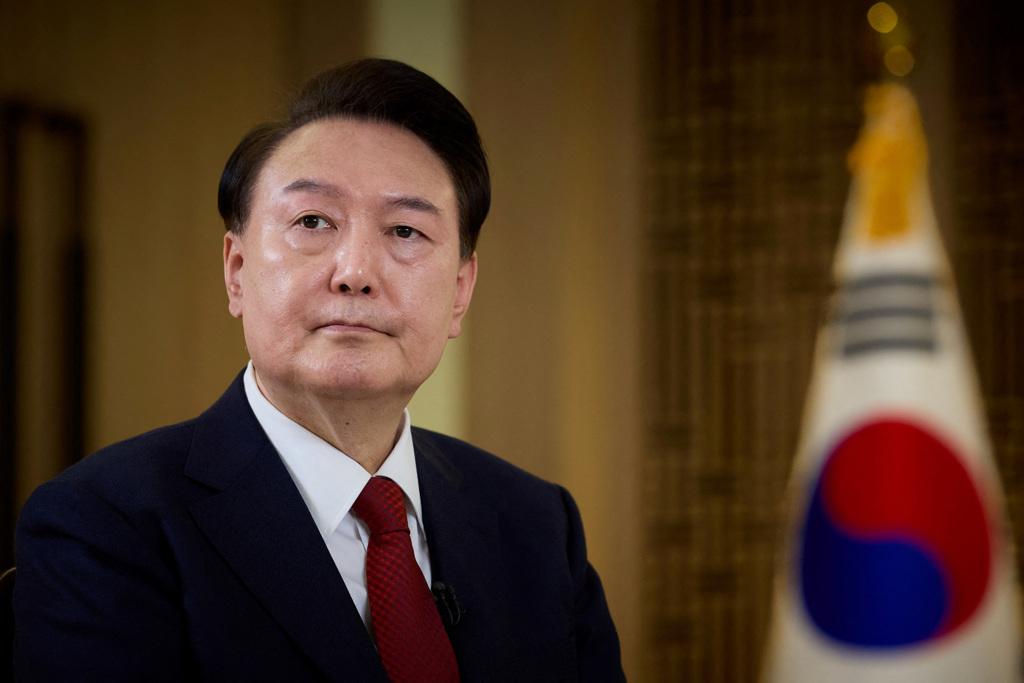 南韓總統尹錫悅接受KBS電視台訪問。（路透）